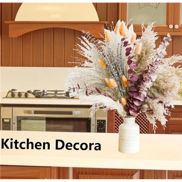 Fall Dried Flower Bouquet with Pampas Grass, Orange Bunny Tails Eucalyptus - Picture 6 of 7